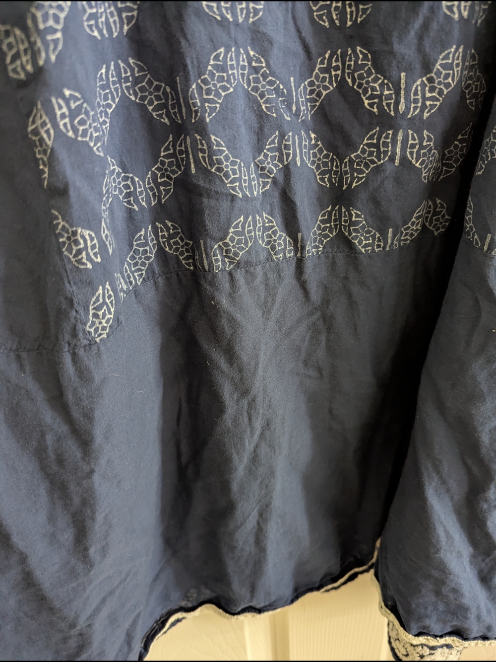 Navy Embroidered Midi Sundress with White Border - Picture 6 of 6